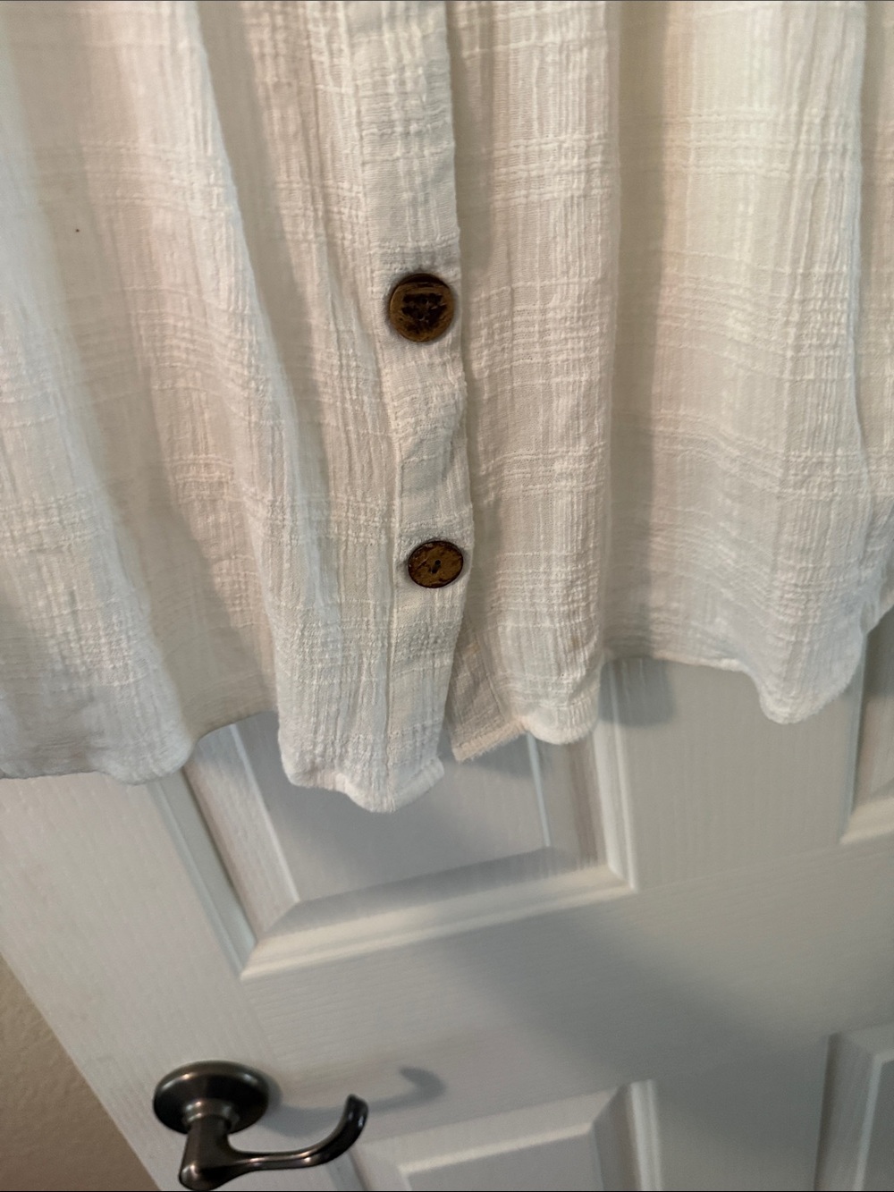 Passport White Ruffled Off-Shoulder Button Front Top - Picture 4 of 6